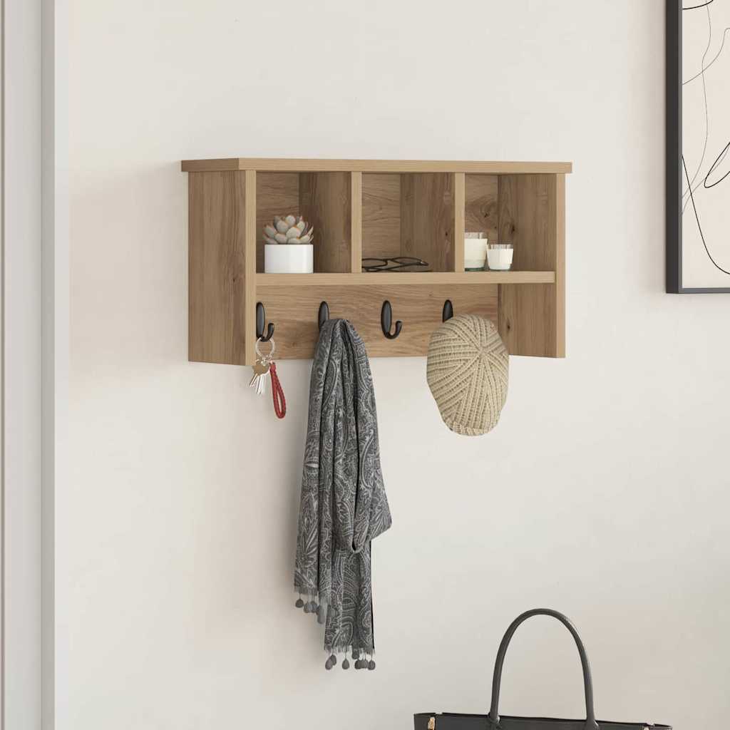 Appendiabiti a muro rovere artigianale 50 x 16 x 26 cm