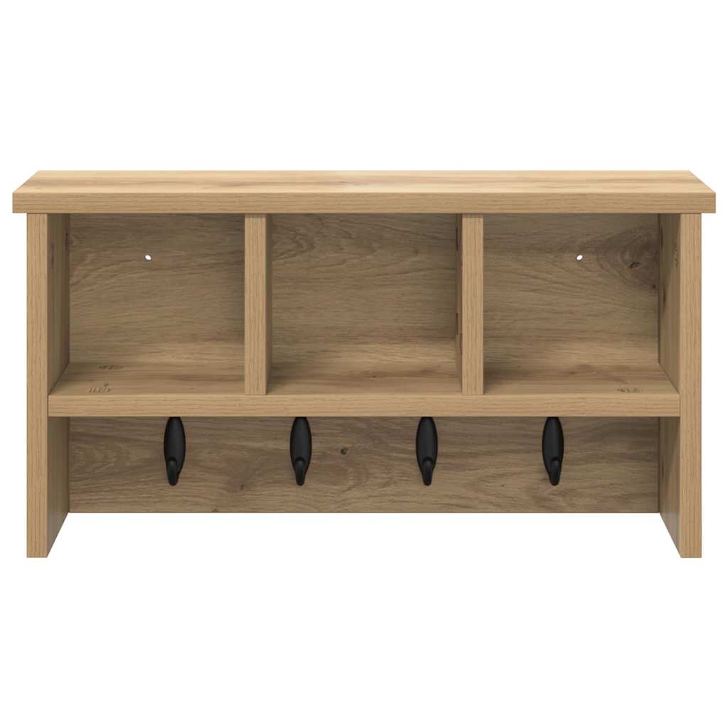 Appendiabiti a muro rovere artigianale 50 x 16 x 26 cm