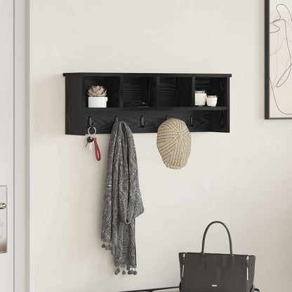 Appendiabiti a muro con lo scaffale Rovere nero 75 x 16 x 26 cm