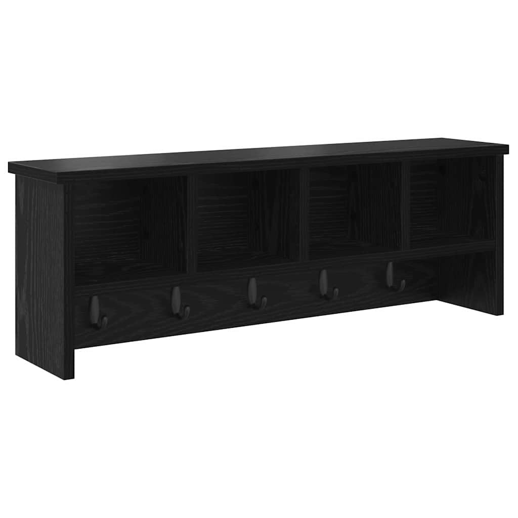 Appendiabiti a muro con lo scaffale Rovere nero 75 x 16 x 26 cm