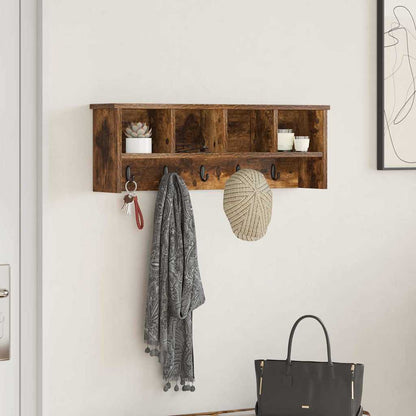 Appendiabiti a muro con lo scaffale Rovere fumo 75 x 16 x 26 cm