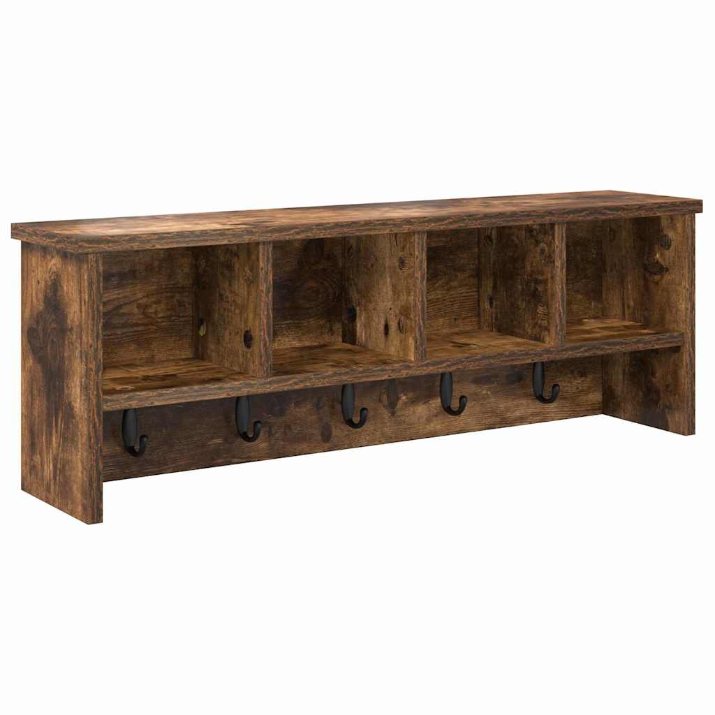 Appendiabiti a muro con lo scaffale Rovere fumo 75 x 16 x 26 cm