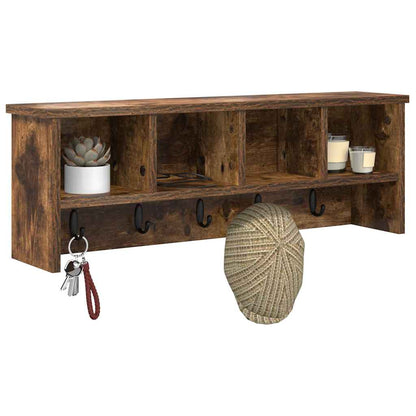 Appendiabiti a muro con lo scaffale Rovere fumo 75 x 16 x 26 cm