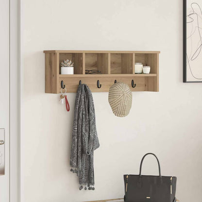 Appendiabiti a muro rovere artigianale 75 x 16 x 26 cm