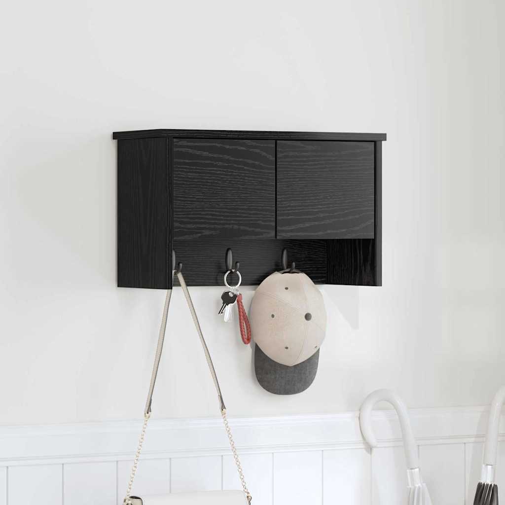 Appendiabiti a muro con lo scaffale Rovere Nero 50 x 20 x 30 cm