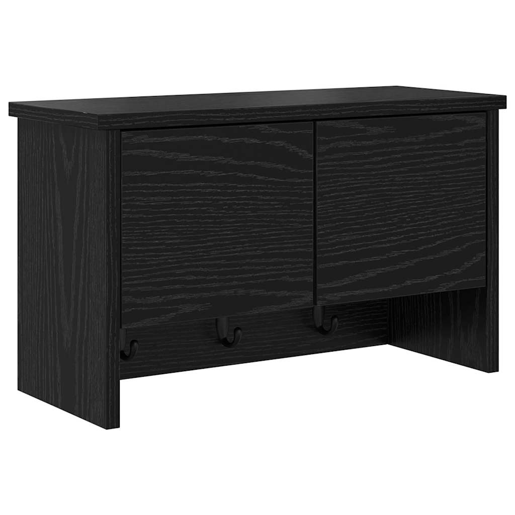 Appendiabiti a muro con lo scaffale Rovere Nero 50 x 20 x 30 cm