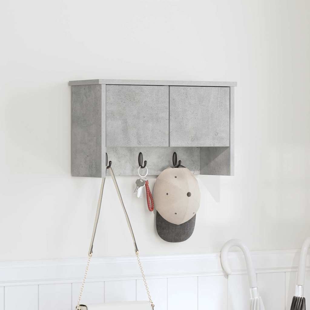 Appendiabiti a muro con porta Grigio cemento 50 x 20 x 30 cm