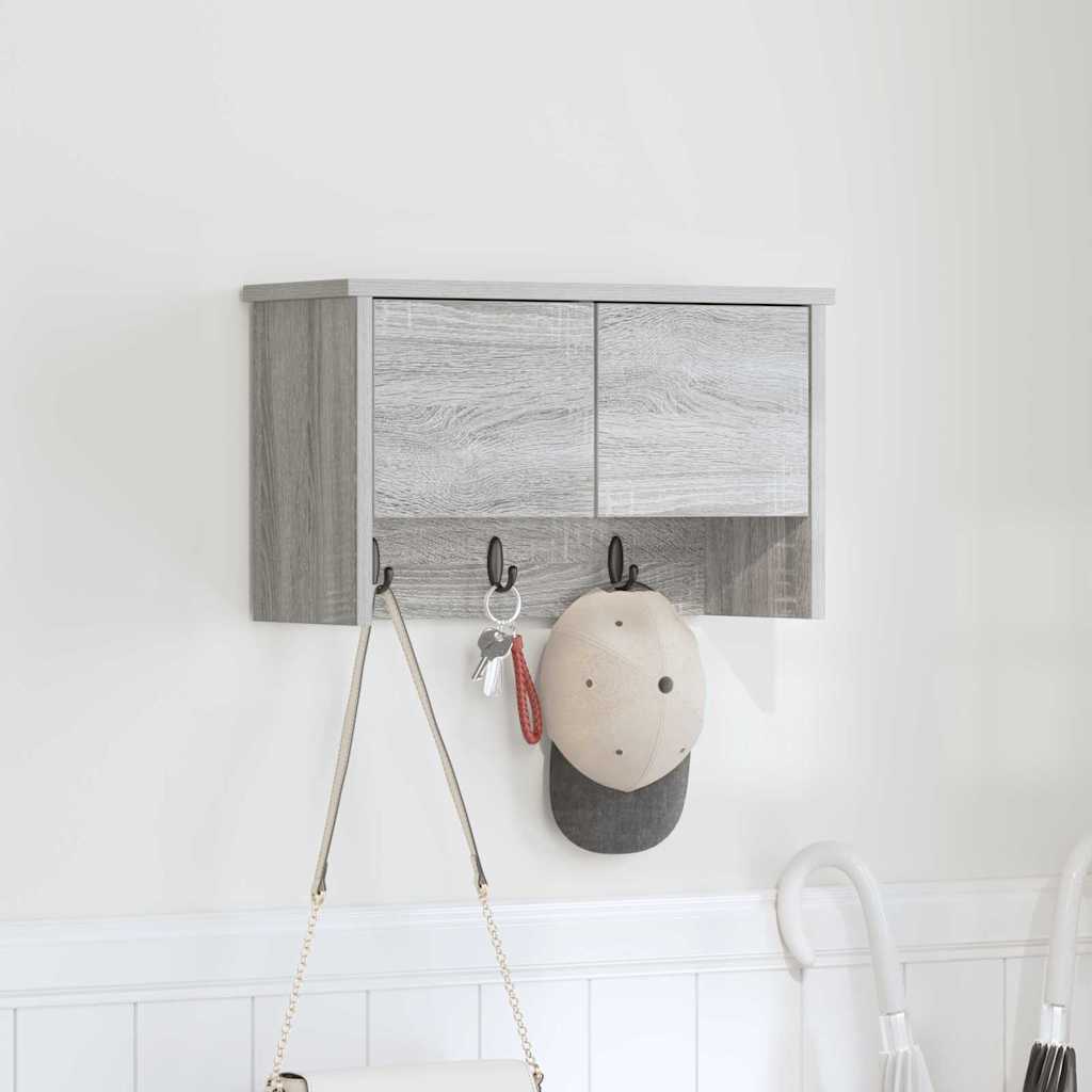 Appendiabiti a muro con porta Grigio Sonoma 50 x 20 x 30 cm