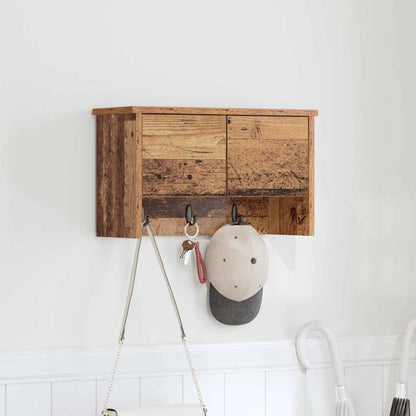 Appendiabiti a muro con porta Legno vecchio 50 x 20 x 30 cm
