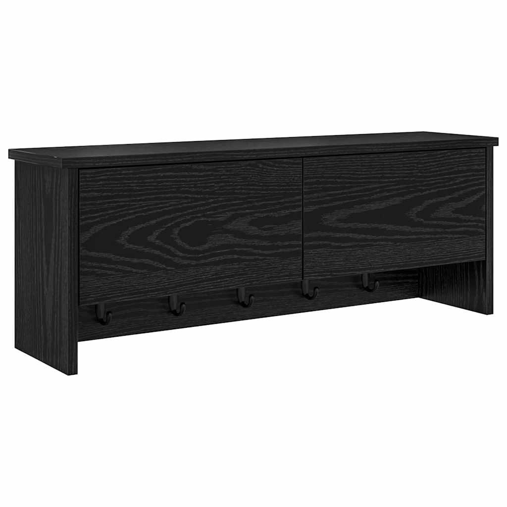Appendiabiti a muro con lo scaffale Rovere Nero 80 x 20 x 30 cm