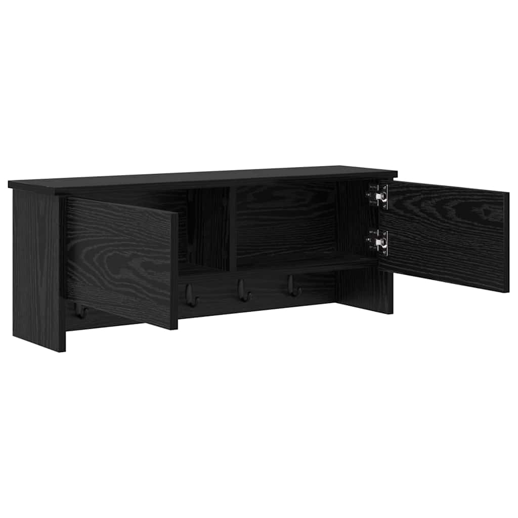 Appendiabiti a muro con lo scaffale Rovere Nero 80 x 20 x 30 cm