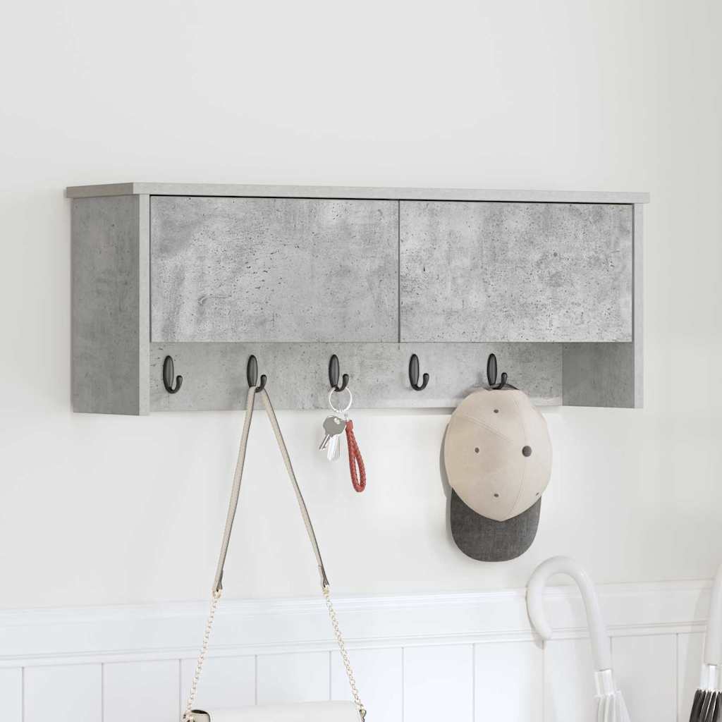Appendiabiti a muro con porta Grigio cemento 80 x 20 x 30 cm
