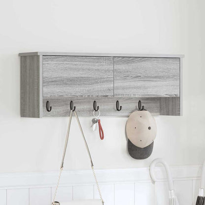 Appendiabiti a muro con porta Grigio Sonoma 80 x 20 x 30 cm