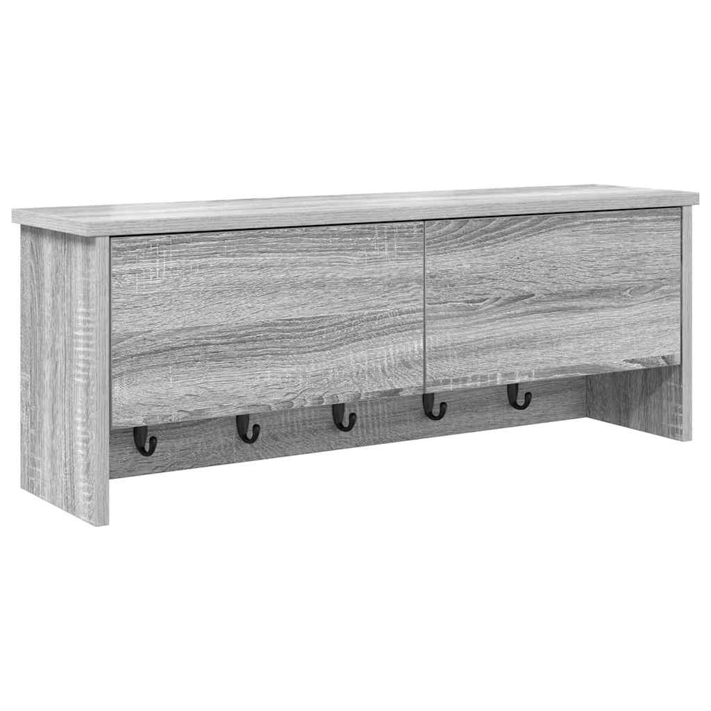 Appendiabiti a muro con porta Grigio Sonoma 80 x 20 x 30 cm