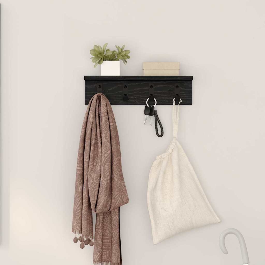 Appendiabiti a muro Rovere Nero 40 x 10,5 x 10,5 cm