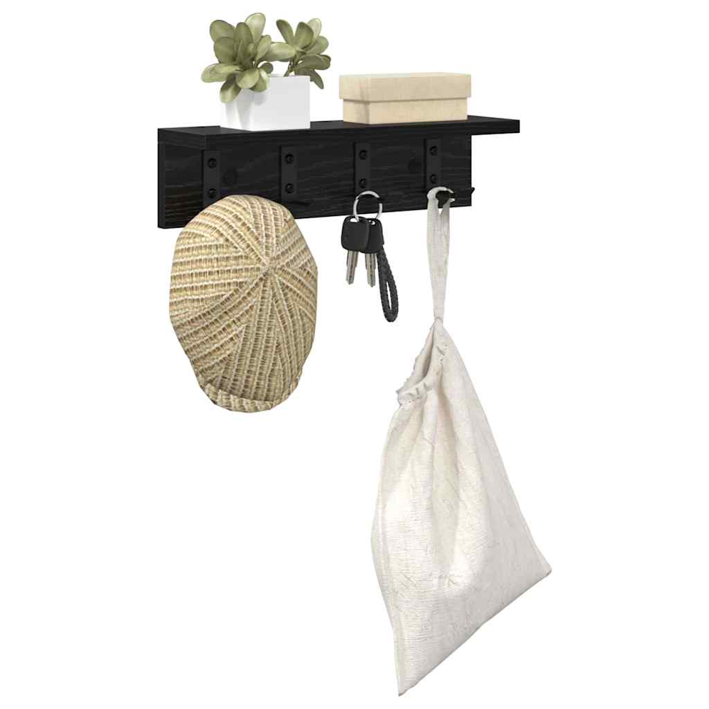 Appendiabiti a muro Rovere Nero 40 x 10,5 x 10,5 cm