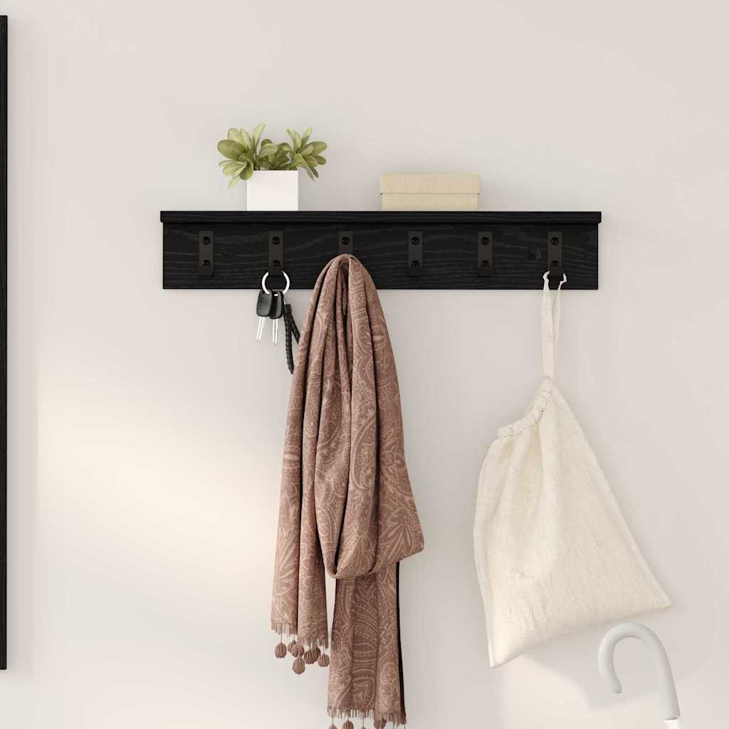Appendiabiti a muro Rovere Nero 60 x 10,5 x 10,5 cm