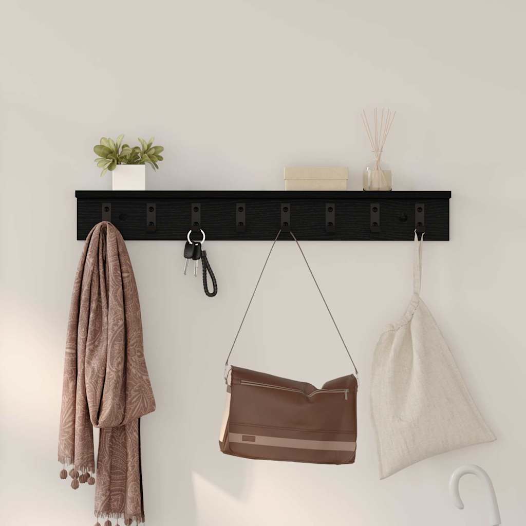 Appendiabiti a muro Rovere Nero 80 x 10,5 x 10,5 cm