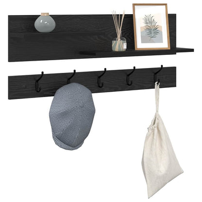 Appendiabiti a muro con lo scaffale Rovere Nero 90 x 15 x 36 cm