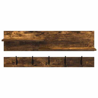 Appendiabiti a muro con lo scaffale Rovere fumÃ© 90 x 15 x 36 cm
