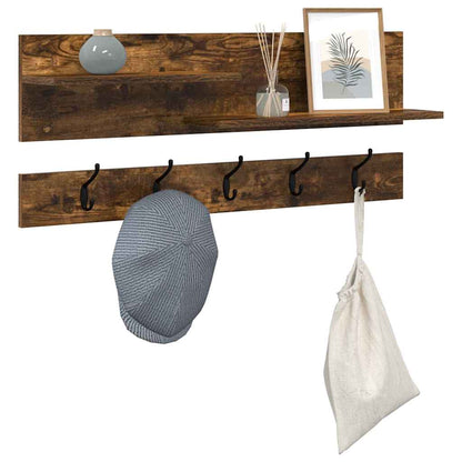 Appendiabiti a muro con lo scaffale Rovere fumÃ© 90 x 15 x 36 cm