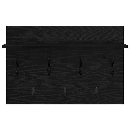 Appendiabiti a muro con lo scaffale Rovere Nero 60 x 40 x 12 cm