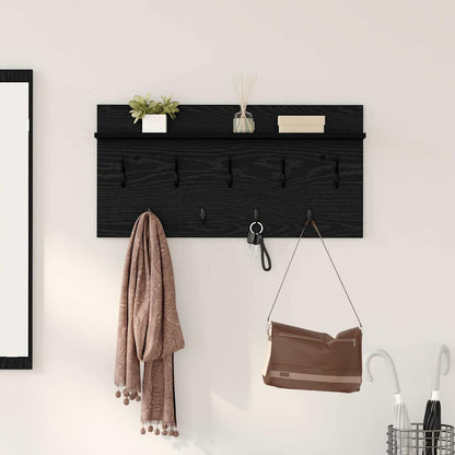 Appendiabiti a muro con lo scaffale Rovere Nero 80 x 40 x 12 cm