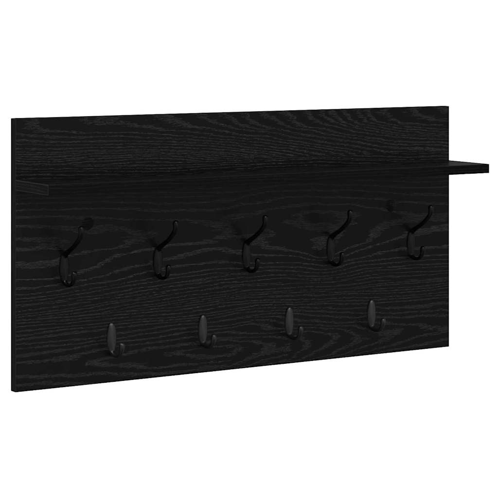 Appendiabiti a muro con lo scaffale Rovere Nero 80 x 40 x 12 cm