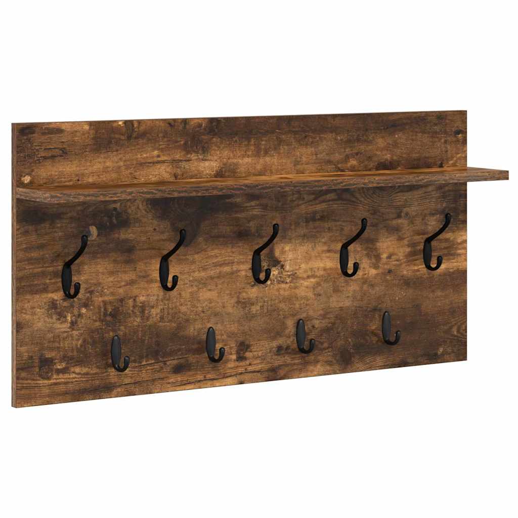 Appendiabiti a muro con lo scaffale Rovere fumÃ© 80 x 40 x 12 cm