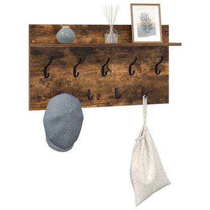 Appendiabiti a muro con lo scaffale Rovere fumÃ© 80 x 40 x 12 cm