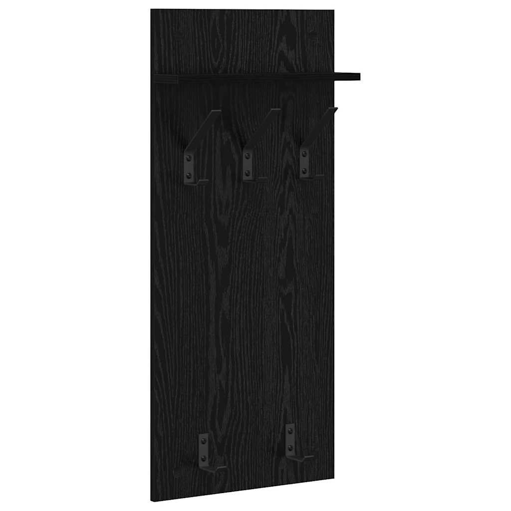 Appendiabiti a muro con lo scaffale Rovere Nero 40 x 10 x 90 cm