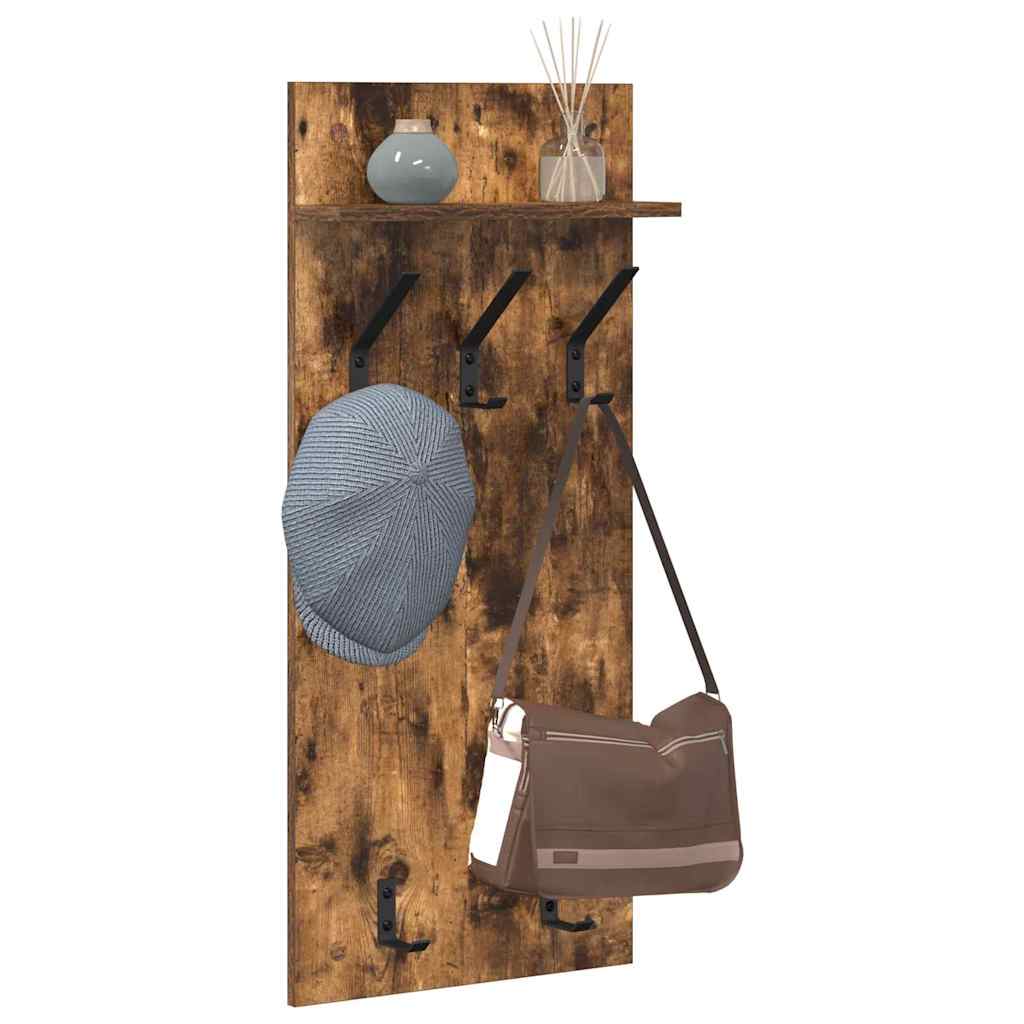 Appendiabiti a muro con lo scaffale Rovere fumÃ© 40 x 10 x 90 cm