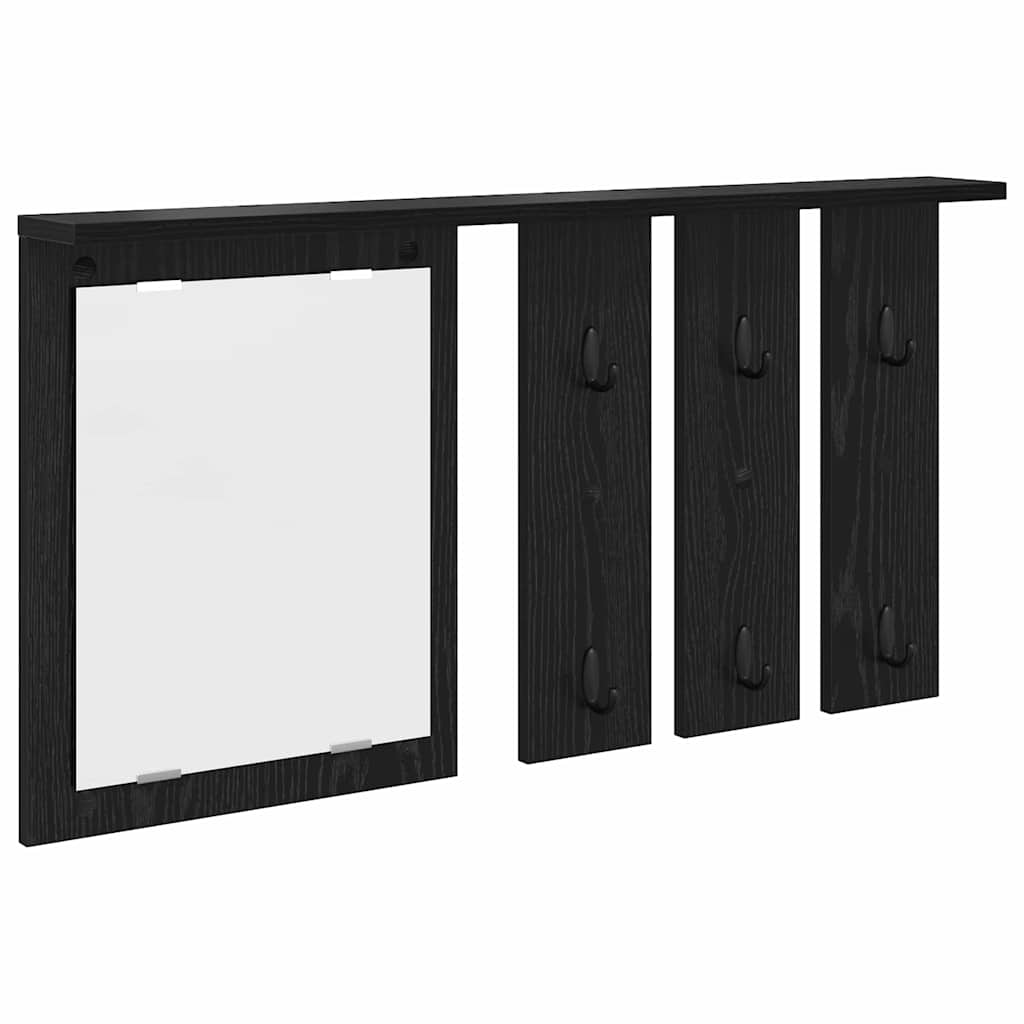 Appendiabiti a muro con lo scaffale Rovere nero 85 x 10 x 45 cm