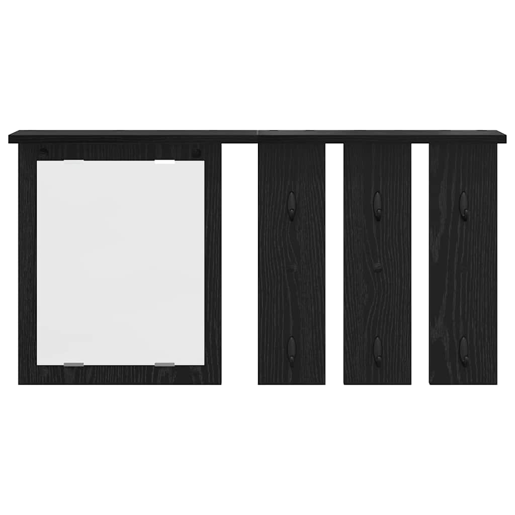 Appendiabiti a muro con lo scaffale Rovere nero 85 x 10 x 45 cm