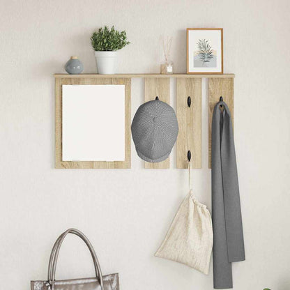 Appendiabiti a muro con specchio rovere sonoma 85 x 10 x 45 cm