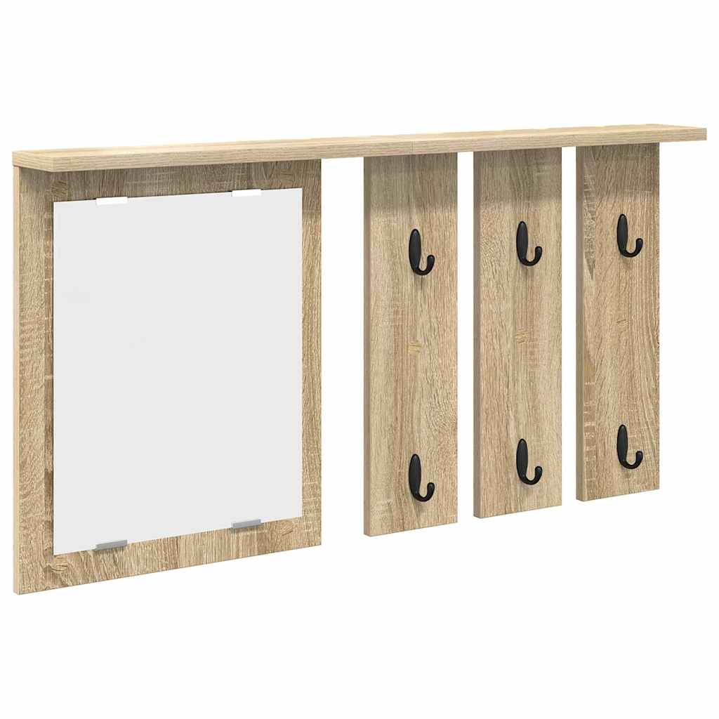 Appendiabiti a muro con specchio rovere sonoma 85 x 10 x 45 cm