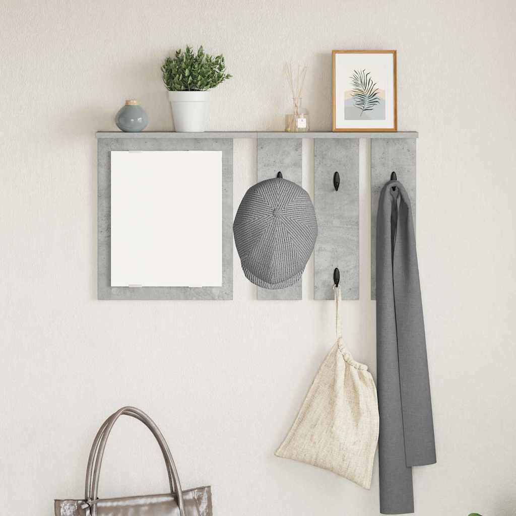 Appendiabiti a muro con specchio Grigio cemento 85 x 10 x 45 cm