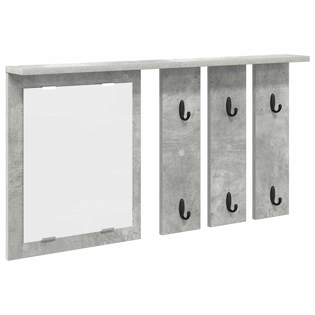 Appendiabiti a muro con specchio Grigio cemento 85 x 10 x 45 cm