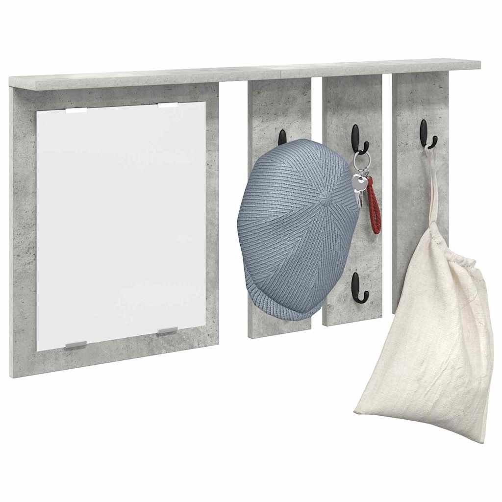 Appendiabiti a muro con specchio Grigio cemento 85 x 10 x 45 cm