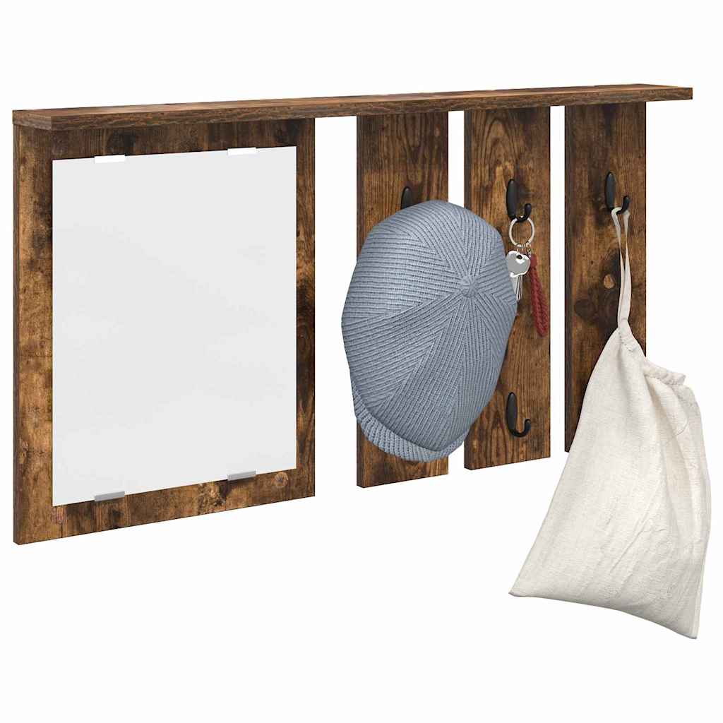 Appendiabiti a muro con lo scaffale Rovere fumo 85 x 10 x 45 cm
