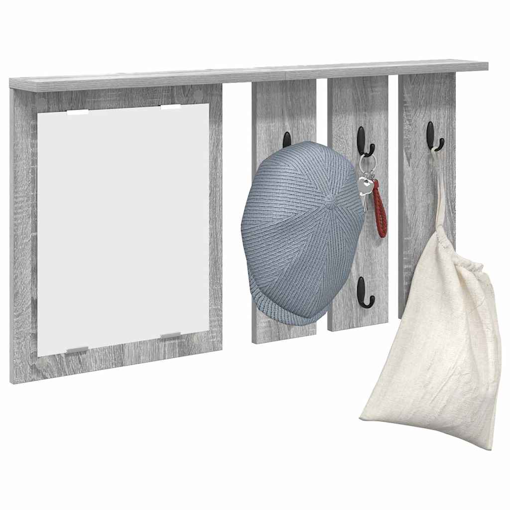 Appendiabiti a muro con specchio Grigio sonoma 85 x 10 x 45 cm