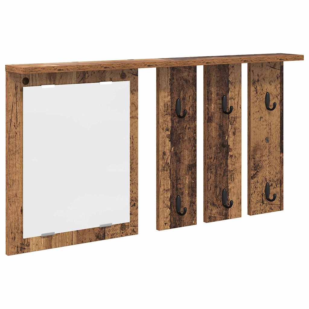 Appendiabiti a muro con specchio Legno vecchio 85 x 10 x 45 cm