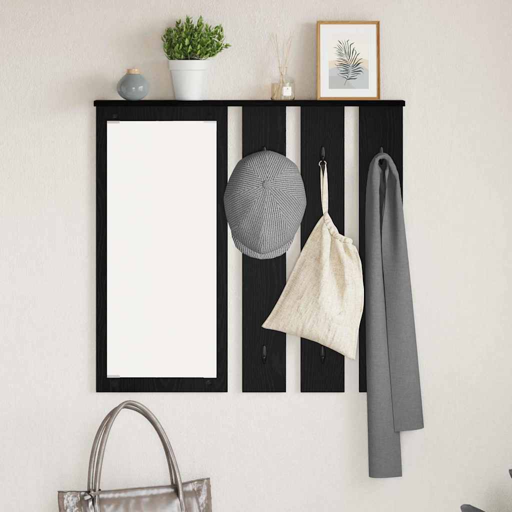 Appendiabiti a muro con lo scaffale Rovere nero 84 x 10 x 80 cm