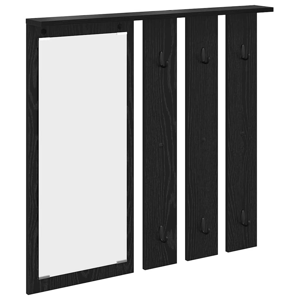 Appendiabiti a muro con lo scaffale Rovere nero 84 x 10 x 80 cm