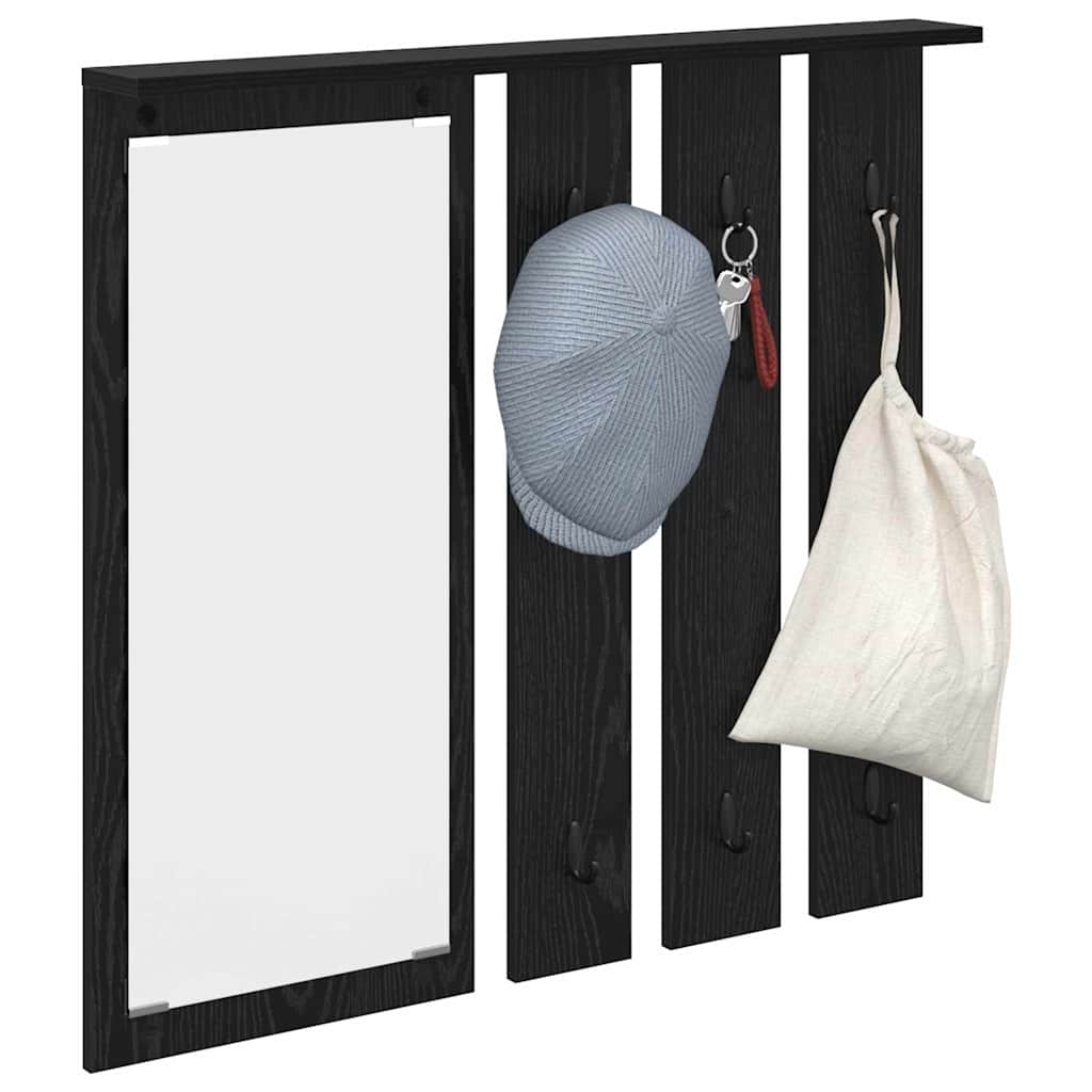 Appendiabiti a muro con lo scaffale Rovere nero 84 x 10 x 80 cm