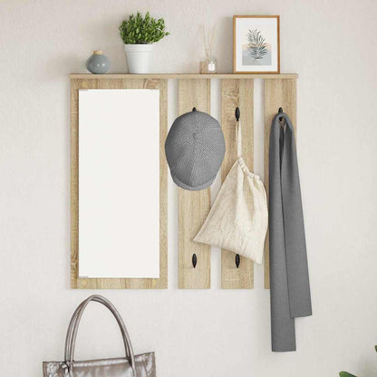 Appendiabiti a muro con specchio rovere sonoma 84 x 10 x 80 cm