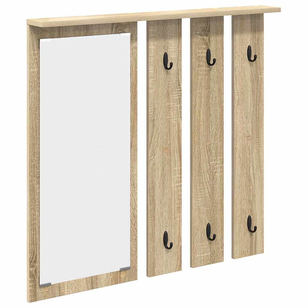 Appendiabiti a muro con specchio rovere sonoma 84 x 10 x 80 cm