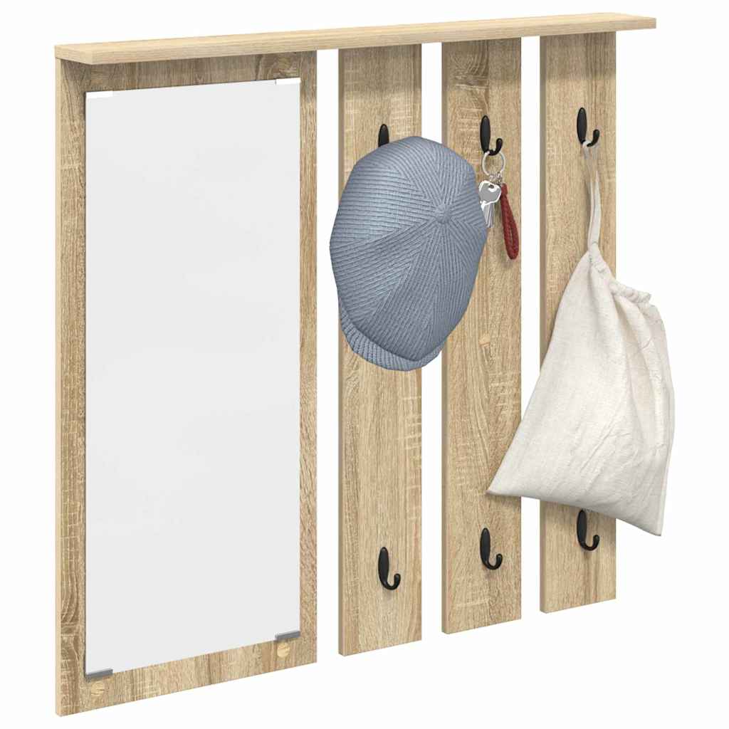 Appendiabiti a muro con specchio rovere sonoma 84 x 10 x 80 cm