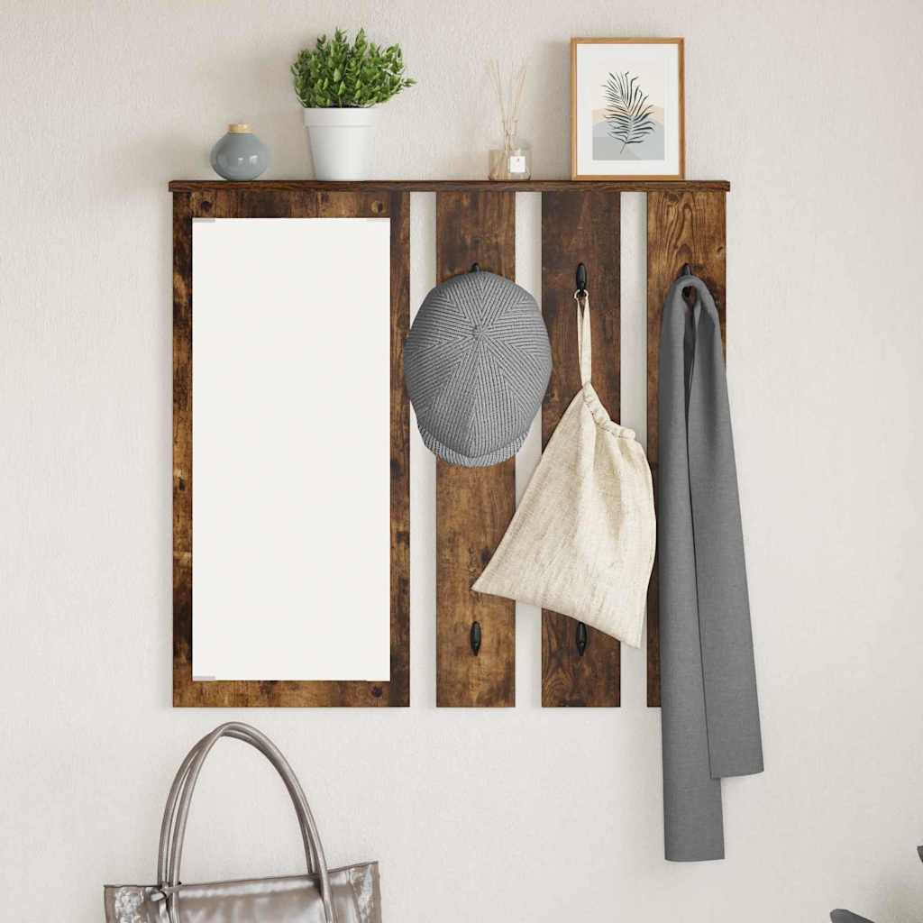 Appendiabiti a muro con lo scaffale Rovere fumo 84 x 10 x 80 cm