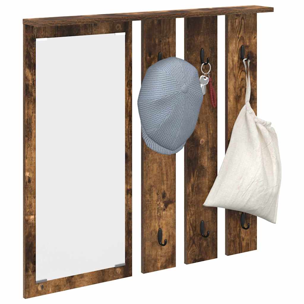Appendiabiti a muro con lo scaffale Rovere fumo 84 x 10 x 80 cm